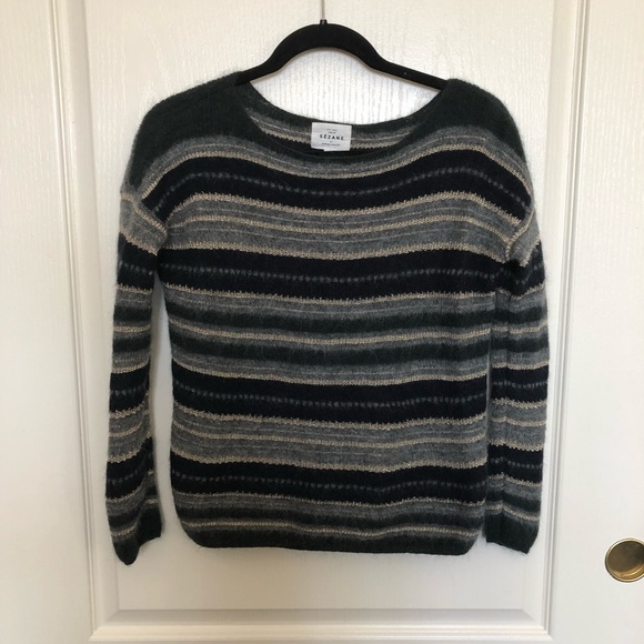Sezane Kate Pullover in navy blue with stripes - Picture 2 of 7